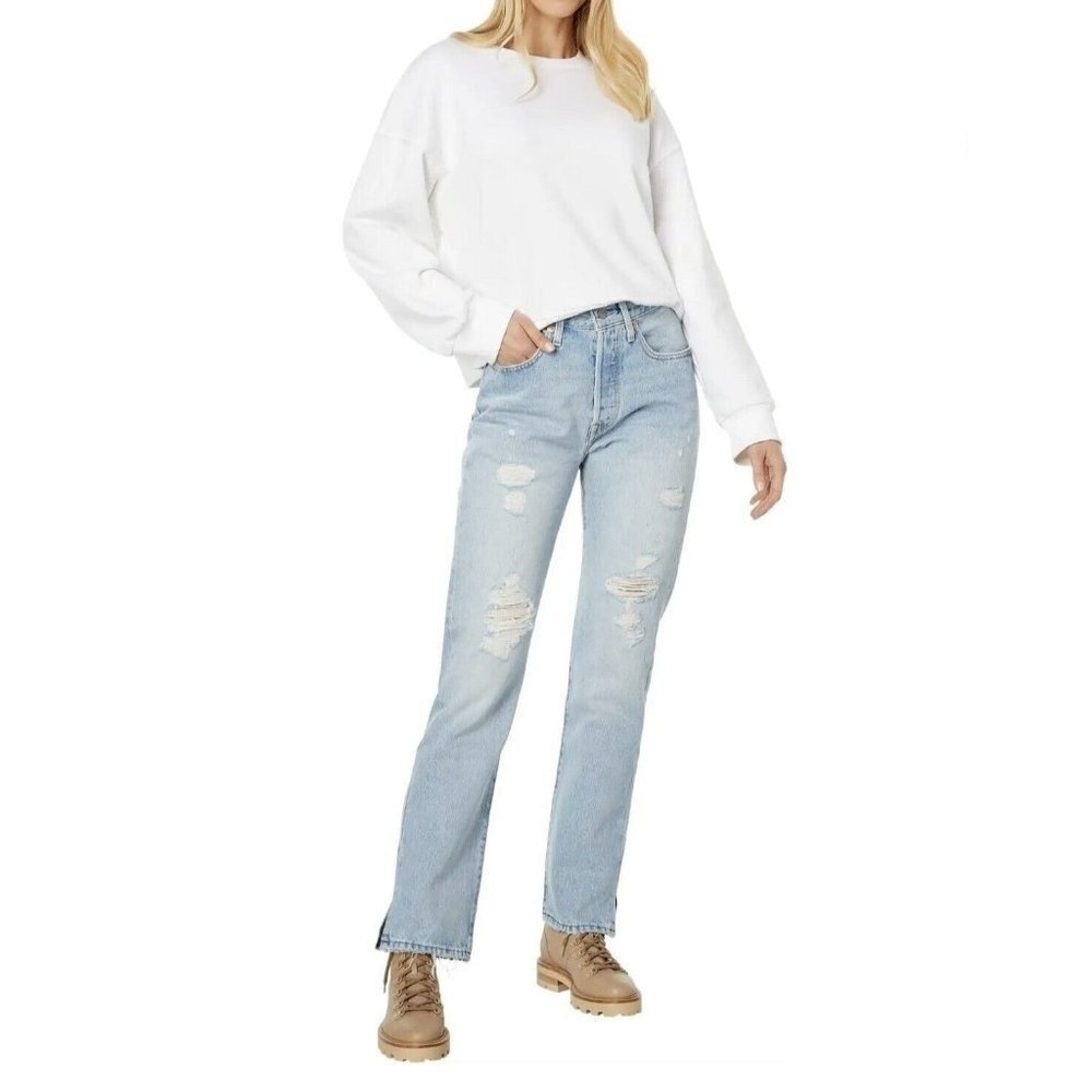 Levi's 501 denim
button fly Jeans side split Straight leg size 32 × 30 Revolve - Picture 8 of 13